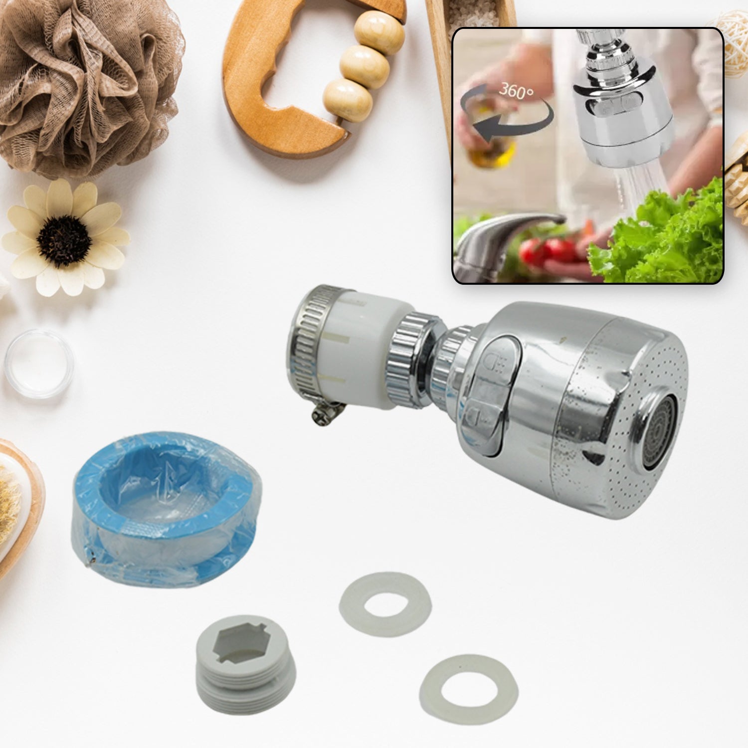 0552 Faucet Sprayer - Kitchen Sink Aerator Adjustable Rotatable Water Saver Head, Upgraded Big Angle Replacement Anti Splash Shower Booster with V Tap Stream Switch, Moveable Kitchen Tap Head (1 Pc) 0552 Faucet Sprayer - Kitchen Sink Aerator Adjustable Rotatable Water Saver Head, Upgraded Big Angle Replacement Anti Splash Shower Booster with V Tap Stream Switch, Moveable Kitchen Tap Head (1 Pc)